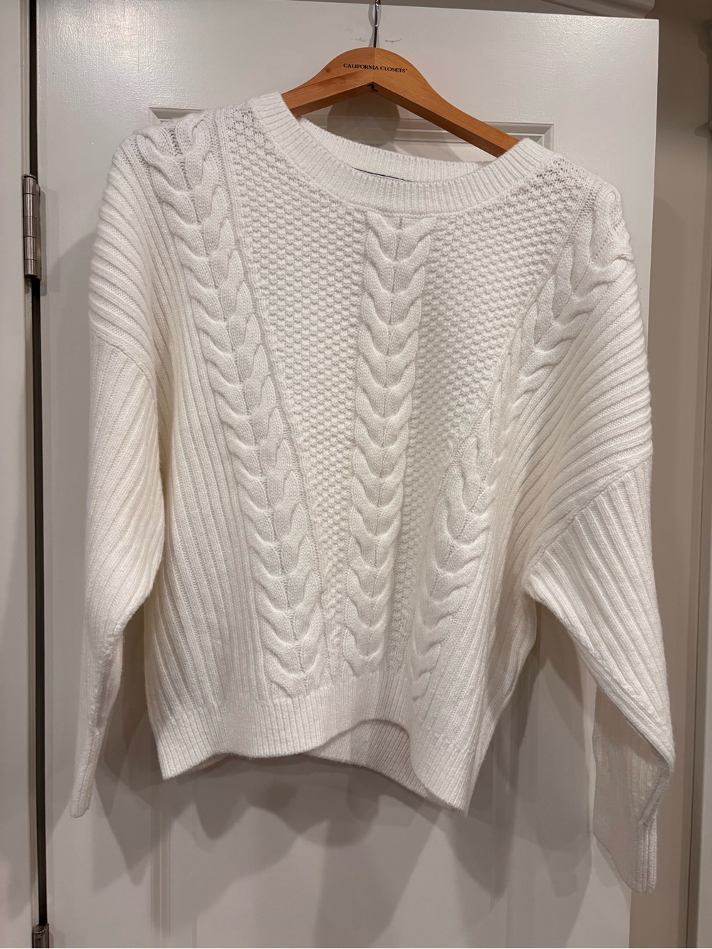 Tommy Hilfiger Winter White Cable-Knit Crewneck Sweater